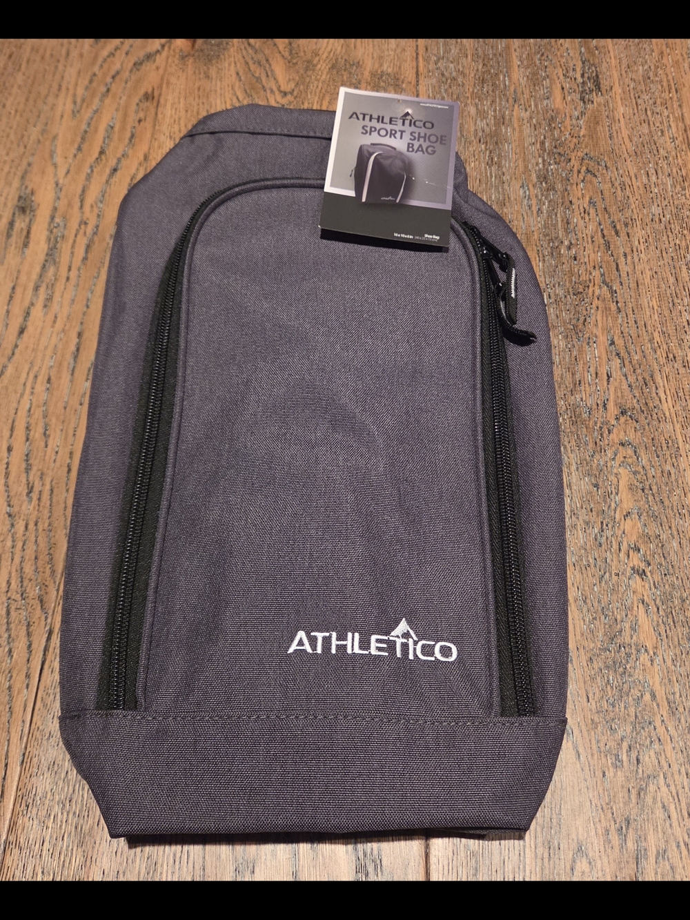 Athletico - Sport Shoe Bag - Zippered - Polyester- Dark Gray (New / Never Used)